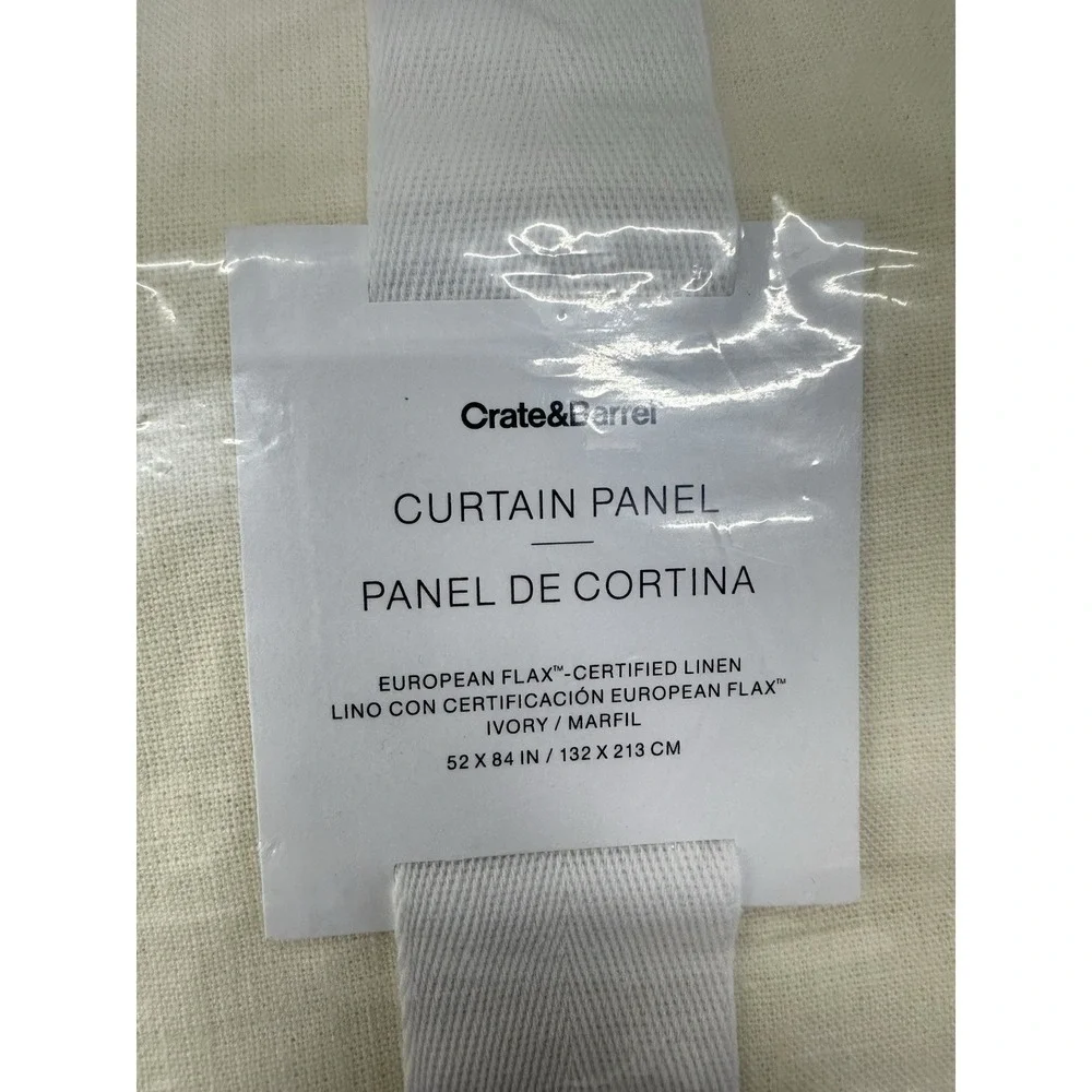 NEW Crate‎ & Barrel European Flax Ivory Curtain Panel 52x84